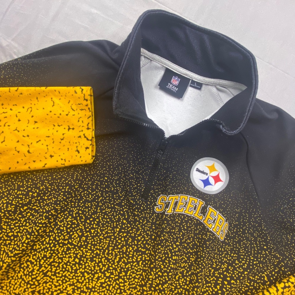 Pittsburgh Steelers NFL Team Apparel Mens Large Black Gold Long Sleeve Pullover